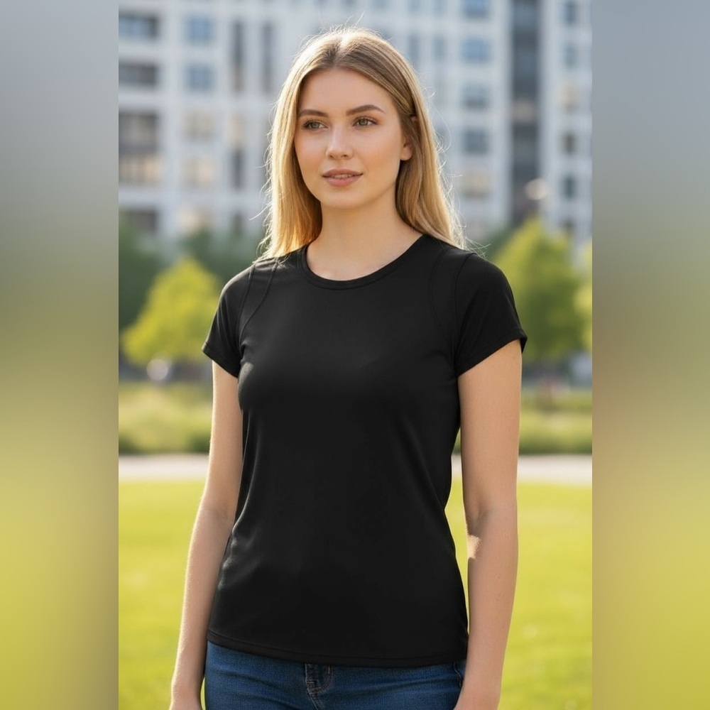 Z BY ZELLA L Set Of Two Black Stretch Workout Yoga Shirts R $40 Each